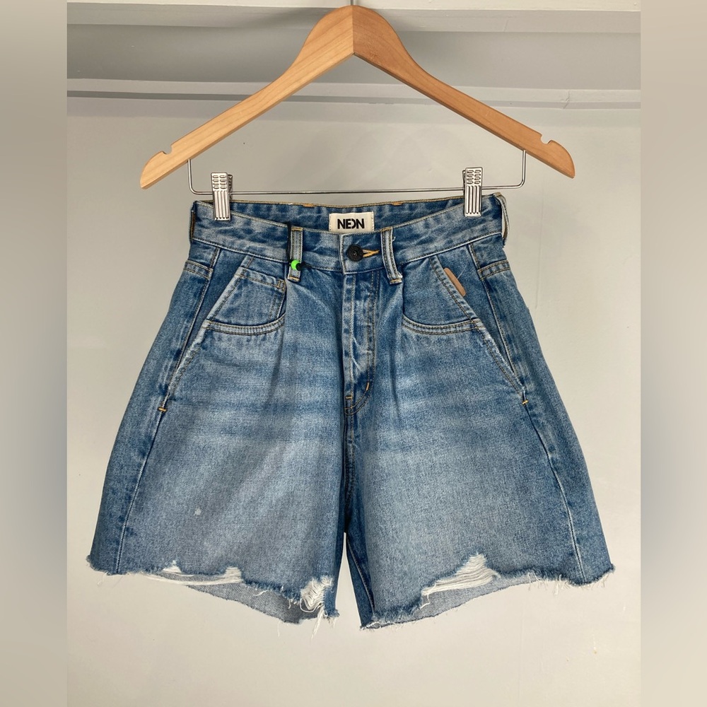High waisted denim shorts | Neon Denim | size 27